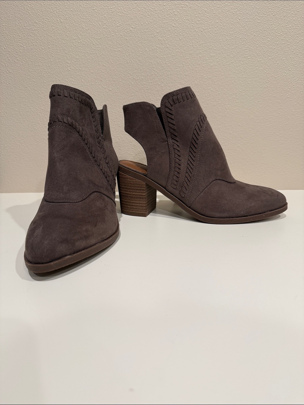 Sonoma Dark Taupe Suede Cutout Ankle Booties
